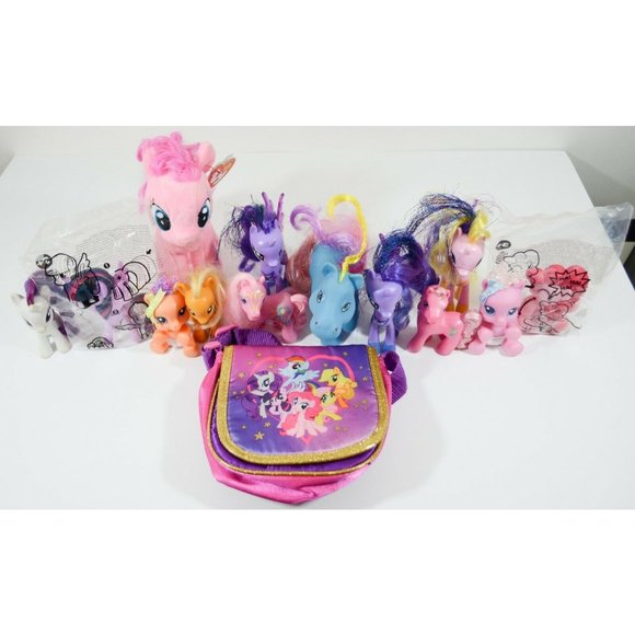 My Little Pony Lot of 11 Assorted Toy Figures + Purse + 7" Ty Pinkie Pie Plush - Picture 2 of 9